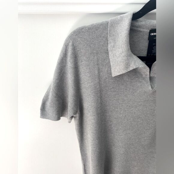 GIORGIO ARMANI Silk Knit Polo Shirt Collared Luxury Designer Unisex Minimalist - Picture 5 of 8